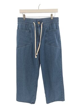LOFT Outlet 100% Cotton Denim Pant Size Medium Cropped Pull On with Drawstring